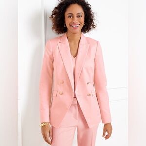 Talbots TEXTURED DOUBLE BREASTED BLAZER Pastel Warm Blush Pink sz 4P